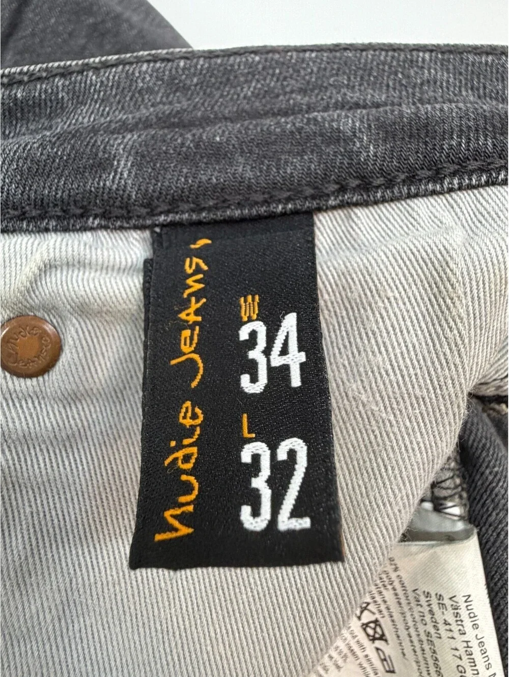 Nudie Jeans Co Men Jeans Organic Cotton Size 34 Black